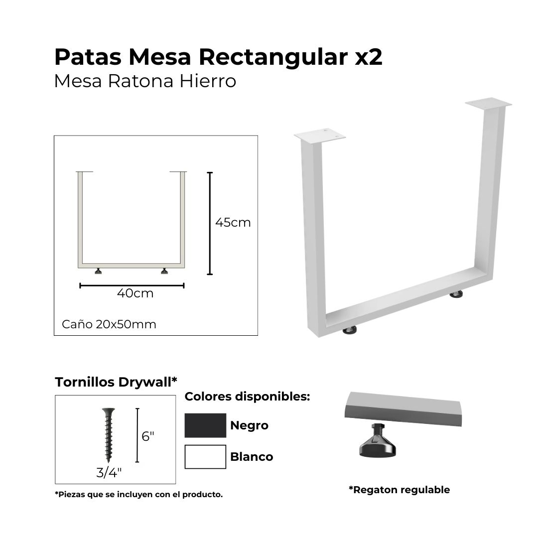 PATA MESA RATONA RECTANGULAR - Imagen 3