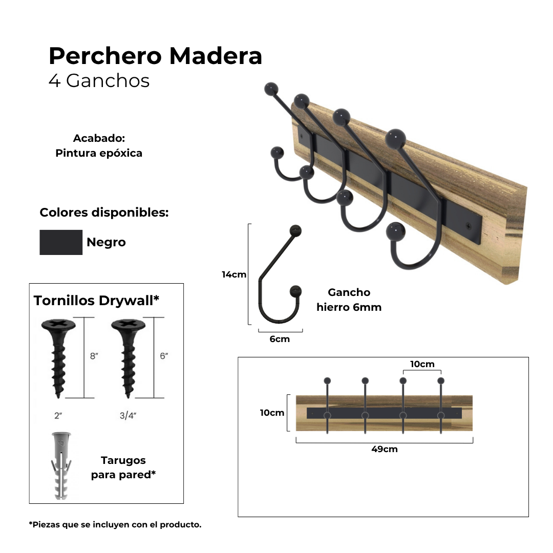 PERCHERO MADERA PELOTITA GUAYUBIRA - Imagen 3
